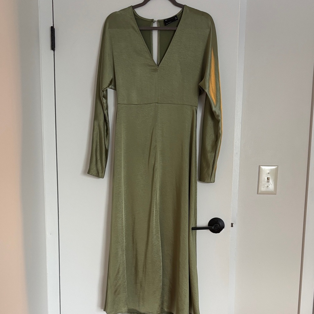 ASOS Sage Green Long Sleeve Dress